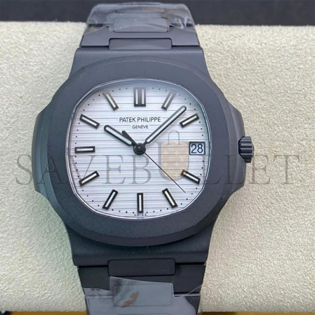 PATEK PHILIPPE NAUTILUS VERSION DIAMOND CARBON COATED CASE WATCH 5711A